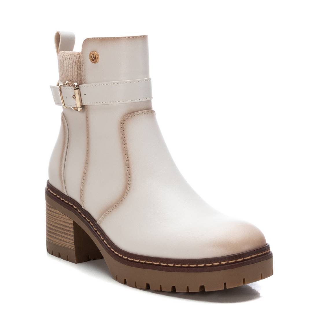 XTI 143371 Botín Motero de Tacón para Mujer Beige - imagen 2