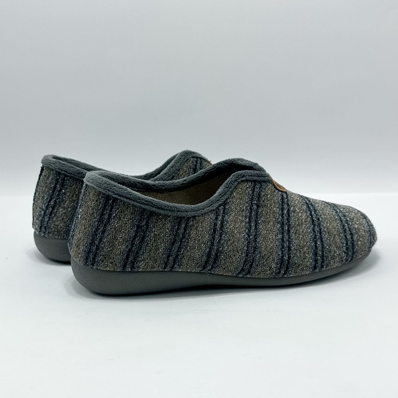 Gema García 7008-3 Rayas Gris Zapatillas de Casa Hombre - imagen 2