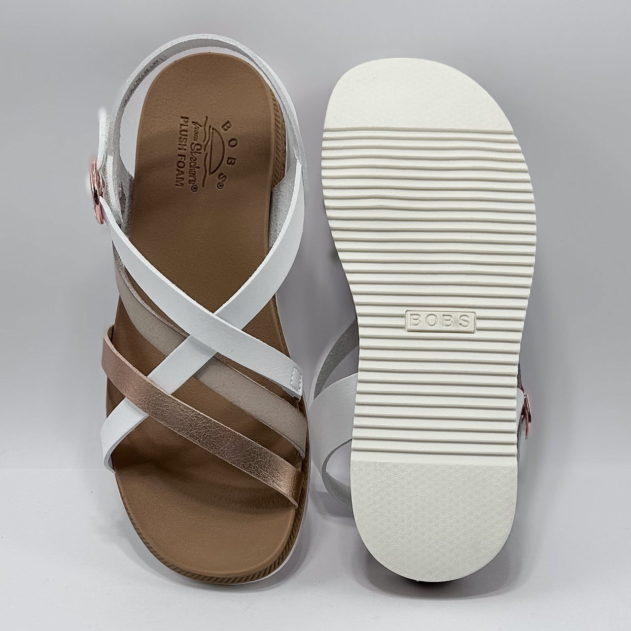 Skechers 114709/WHT BOBS Desert Kiss Low - Peak Rank Sandalia Mujer