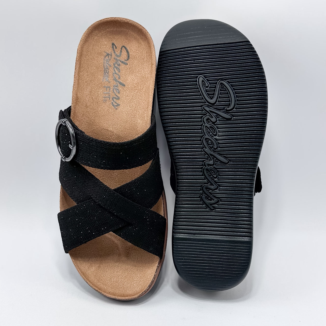 Skechers 119870/BLK Comfort Meets Paradise Sandalia Mujer